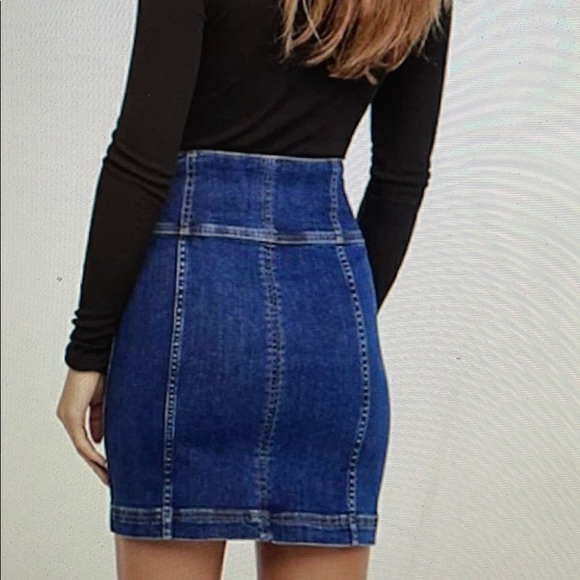 Free People NWT Lace up corset denim skirt - Picture 2 of 7